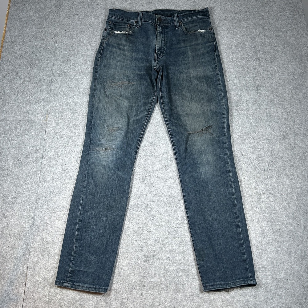 Levi's 511 Denim Jeans Mens 33x34(32x31) Blue Slim Fit Distressed Dark Wash